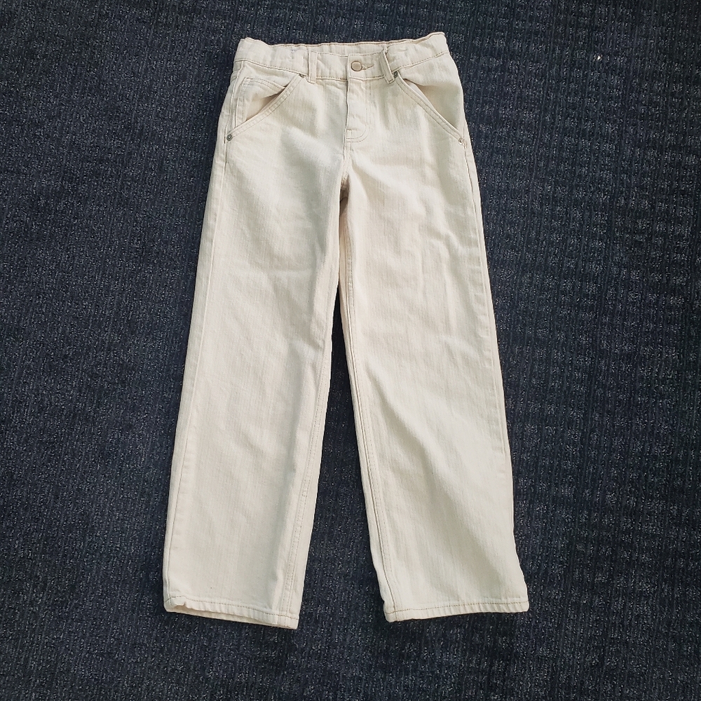 Zara wide leg girls white jeans w vertical lines